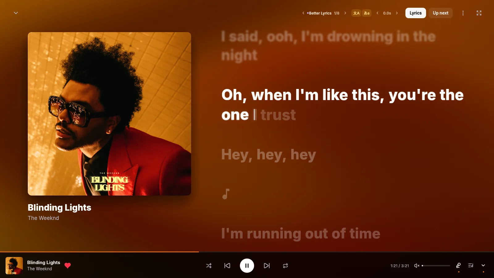 Spotlight theme: past lines blur away while the current lines stay sharp